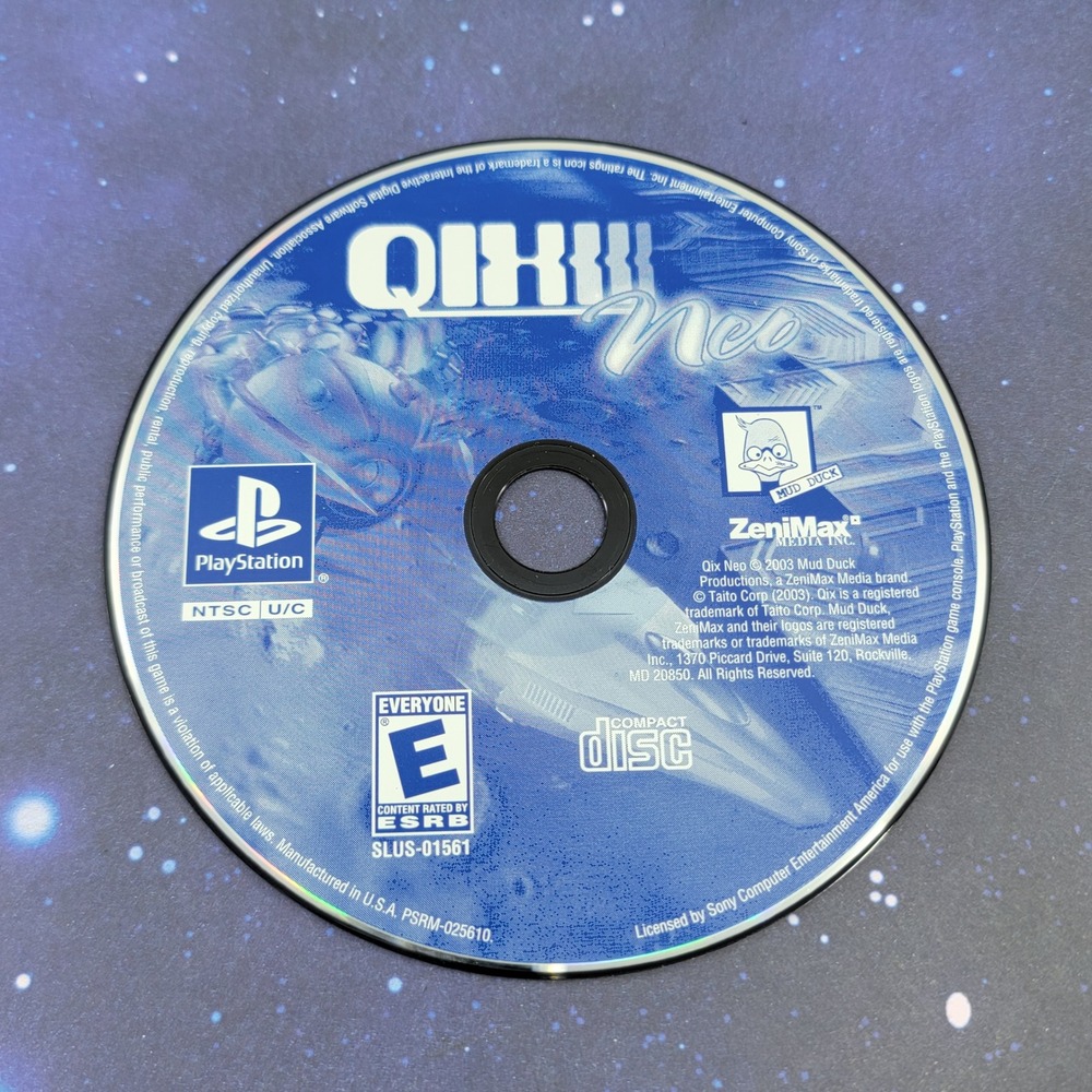 Qix Neo Sony PlayStation 1 PS1 2003 Mud Duck ZeniMax SLUS-01561 Disc Only